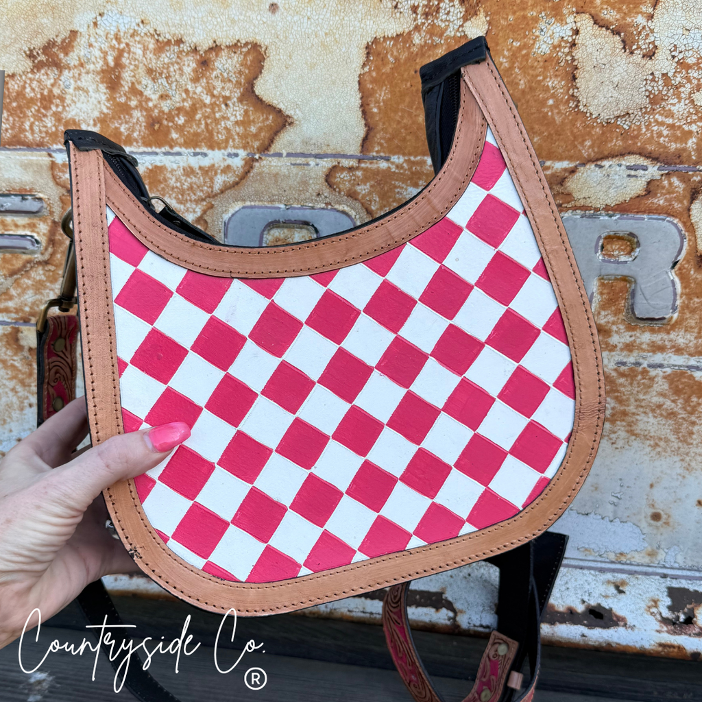 Prairie Doll Checkered Leather Conceal Carry Purse