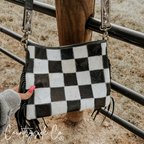 Rodeo Square Cowhide Checkered Conceal Carry Purse