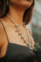 RITA DAWES SLEEPING BEAUTY TURQUOISE SQUASH BLOSSOM NECKLACE SET