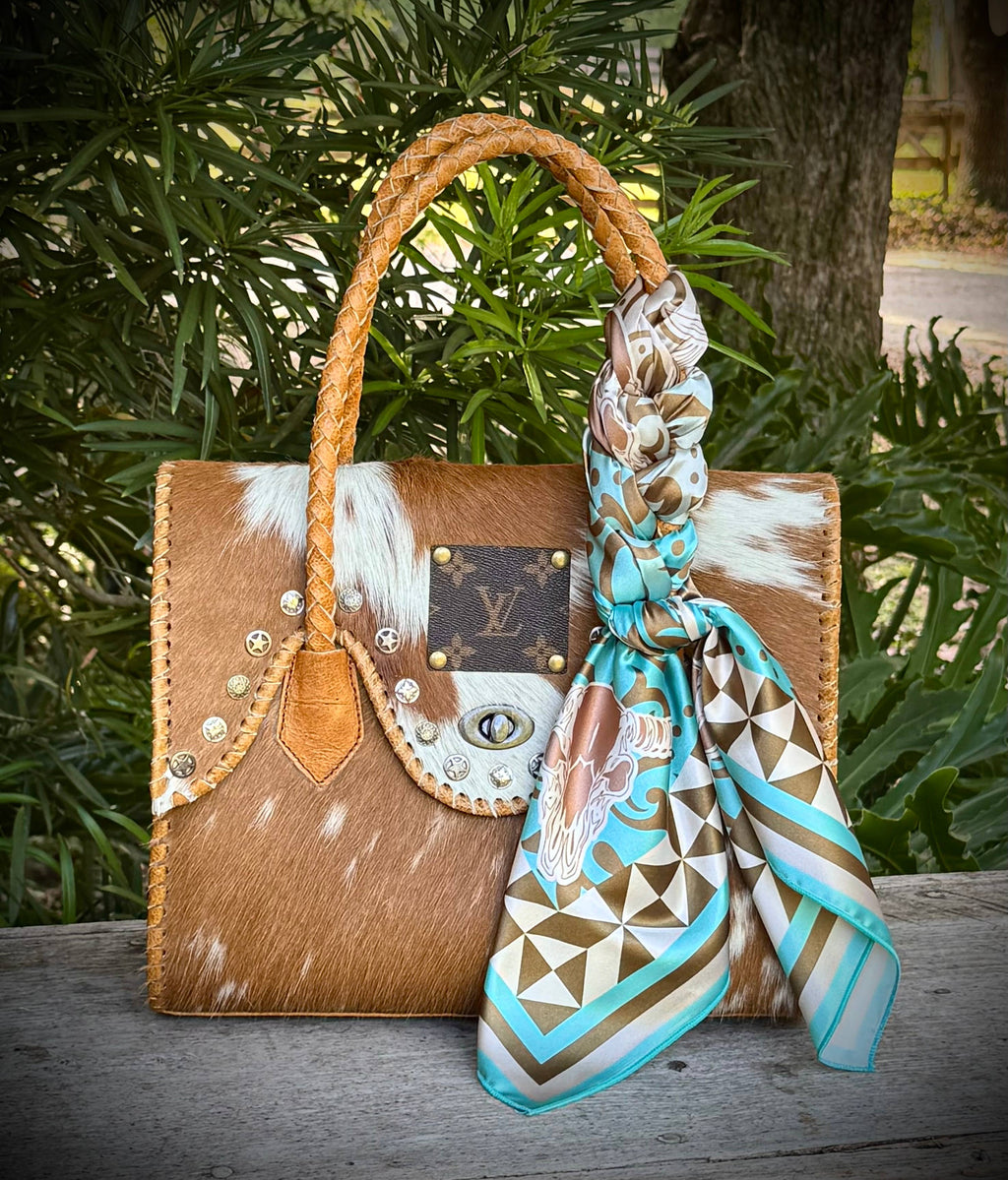 Upcycled LV Cowhide Leather Bougie Shoulder Crossbody Bag