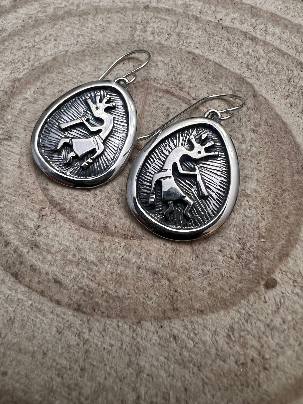 Allen Lee Navajo Sterling Silver Kokopelli Earrings