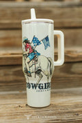 🇺🇸 American Cowgirl Riding Horse 40oz Tumbler (Patriotic Western)