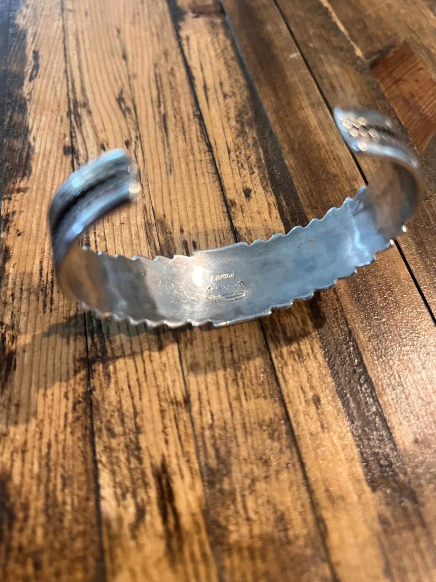 Anthony Brown Navajo Sterling Silver Bracelet with Kingman Turquoise — 6 5/8" Wrist (Hallmark "Anthony B")