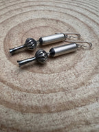 Crystal Hayley Sterling Silver Navajo Barrel & Squash Blossom Dangle Earrings — 1 3/4 inch drop (Handcrafted by Navajo Artist)
