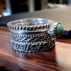 Betty Kingman Turquoise Sterling Silver Stacker Ring Set — Set of 4 Rings, Size 7