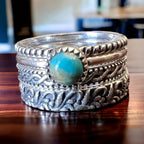 Betty Kingman Turquoise Sterling Silver Stacker Ring Set — Set of 4 Rings, Size 7