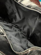 Western Hair-on-Hide Crossbody Diaper Bag — Black & White Cowhide (18" with Adjustable Strap)