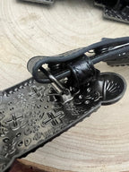 Black Gator Genuine Leather Western Belt — Cross Concho Detail