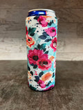 Bright Flowers Print Slim 12oz Can Koozie