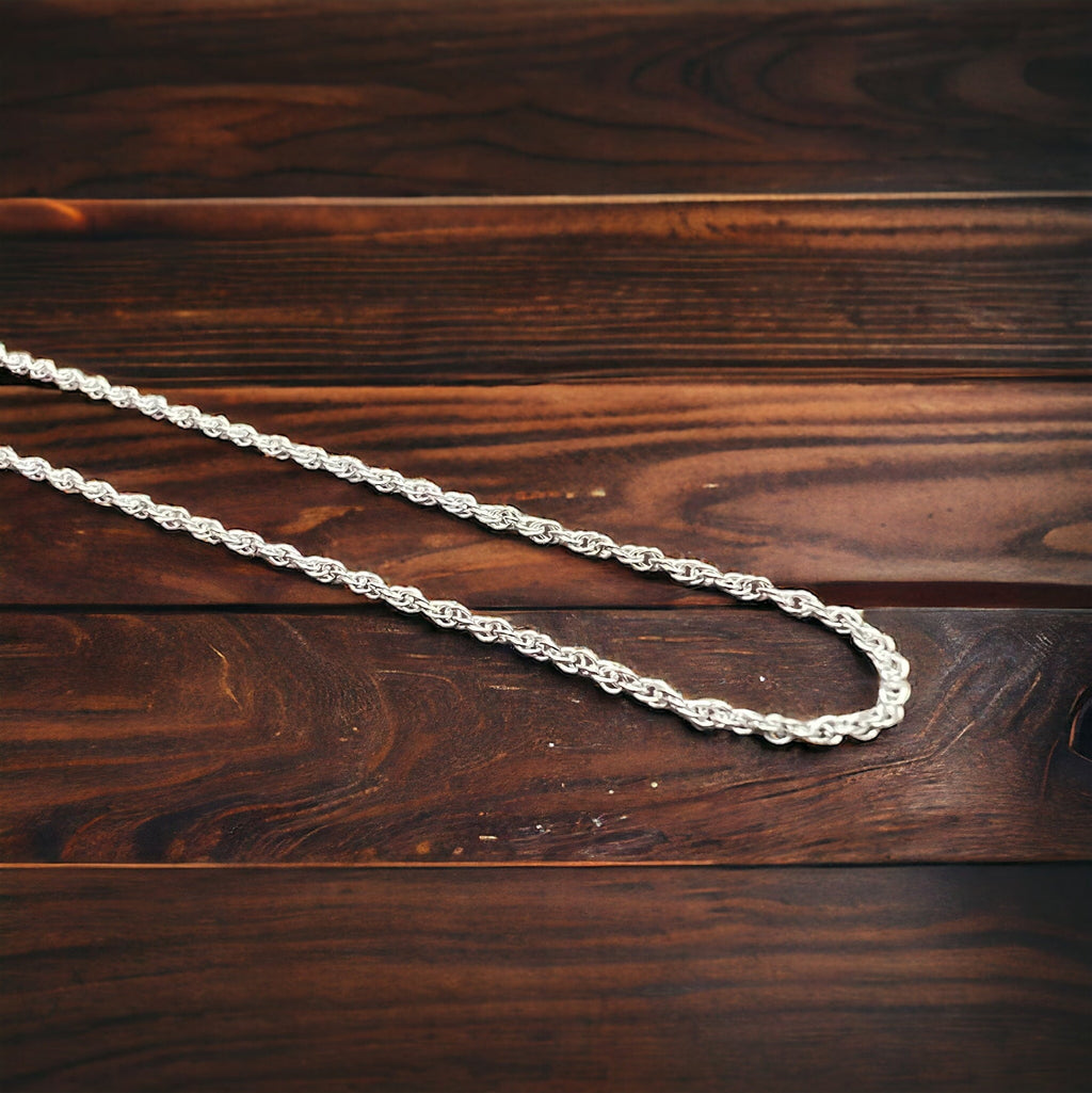 Bright Silver 18" Sterling Silver Double Rope Chain — 1mm Lacy Italy-Made with Lobster Clasp