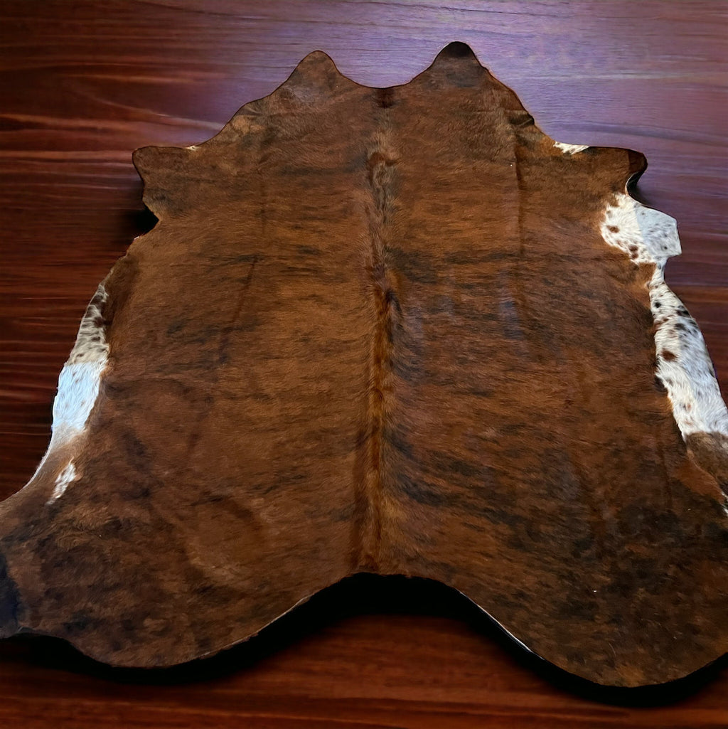 Grade A Brindle Brazilian Cowhide Rug — Jumbo 7-8 ft (Real Hair-On Hide)