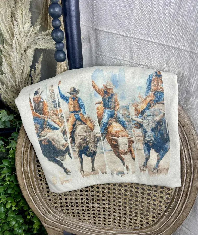 Vintage Bull Rider Rodeo Western Graphic Tee — Unisex Cotton-Poly Grit Statement
