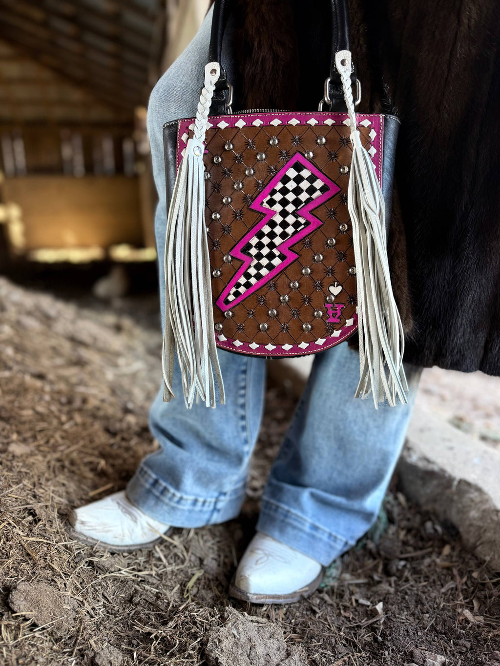 Pink Electric Rodeo Fringe Tote