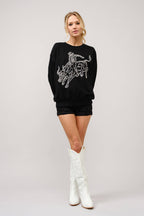 Blue B Western Bull Rider Embroidered Pullover Sweatshirt — 100% Cotton Rodeo Statement