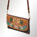 Western Cactus Fields Hand-Tooled Genuine Leather Bag/Wallet Hybrid — Vegetable Tanned American Leather