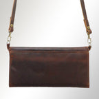 Western Cactus Fields Hand-Tooled Genuine Leather Bag/Wallet Hybrid — Vegetable Tanned American Leather
