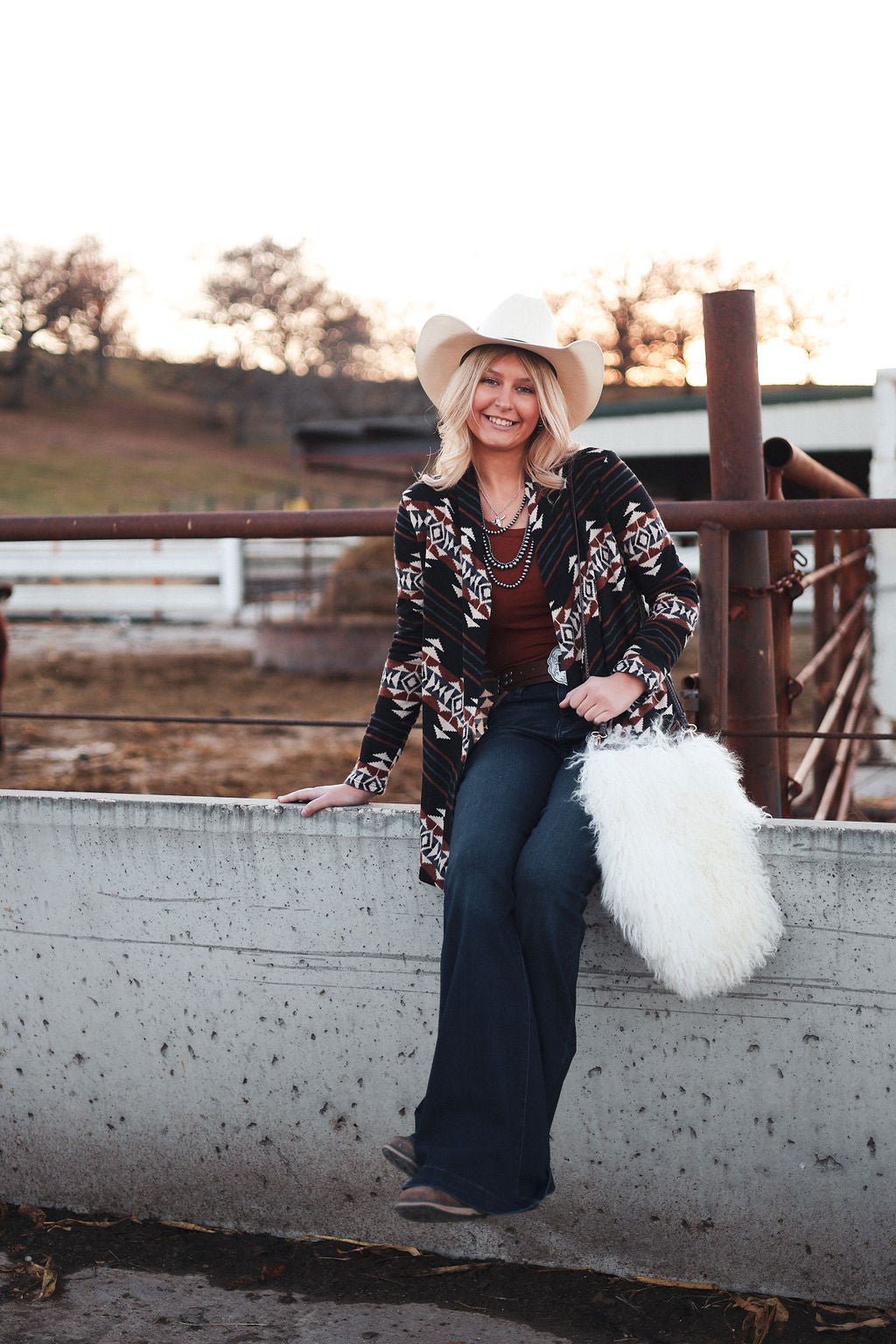 BOMBOM "Calgary" Western Open Front Cardigan — Luxurious Soft Layering Piece Made in USA (Medium available)