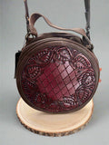 Western Canteen Genuine Leather Crossbody Bag — Hand-Tooled American Darling Full Grain Cowhide