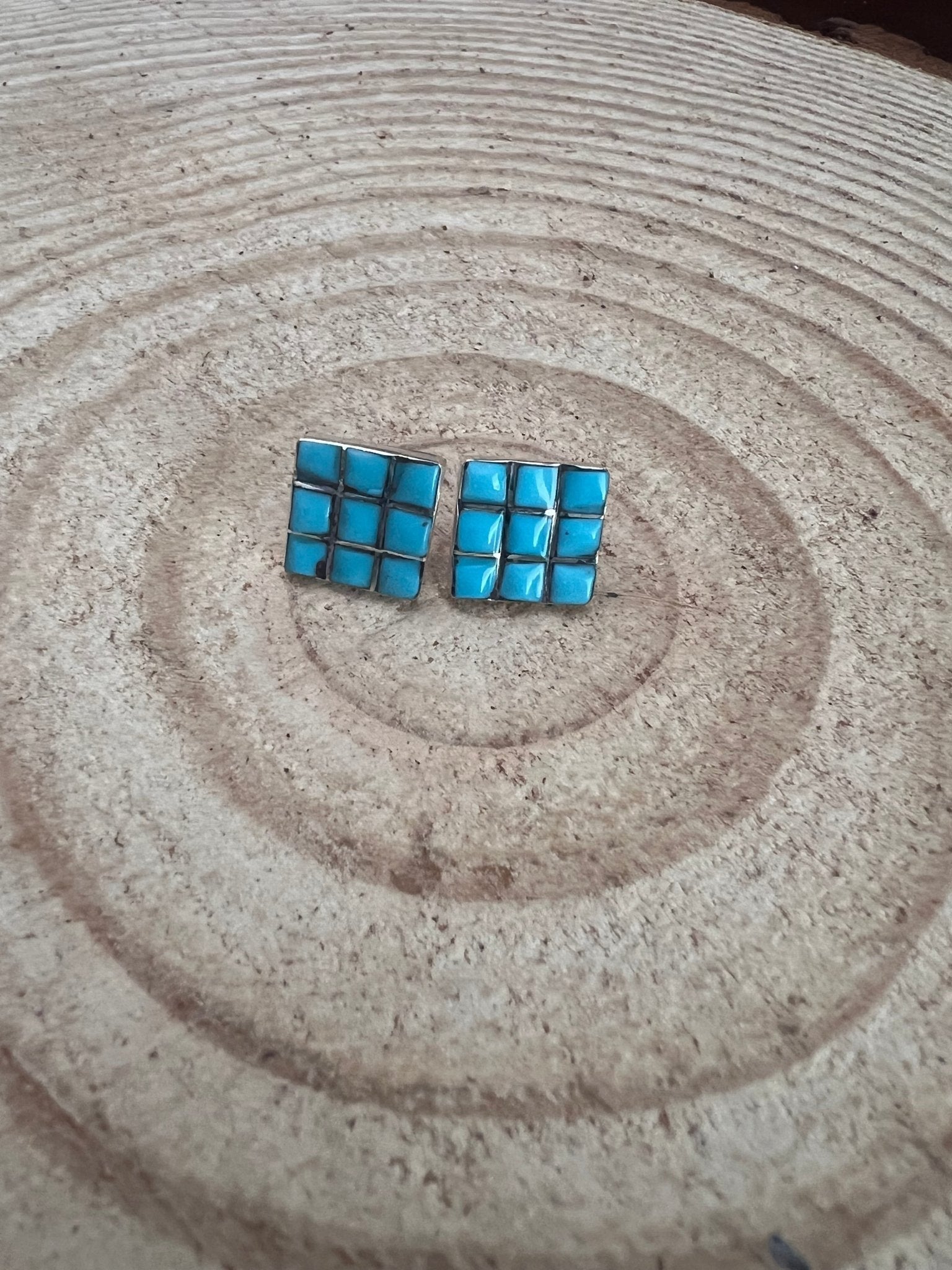 Charles Malani Zuni Turquoise & Sterling Silver Petite Earrings