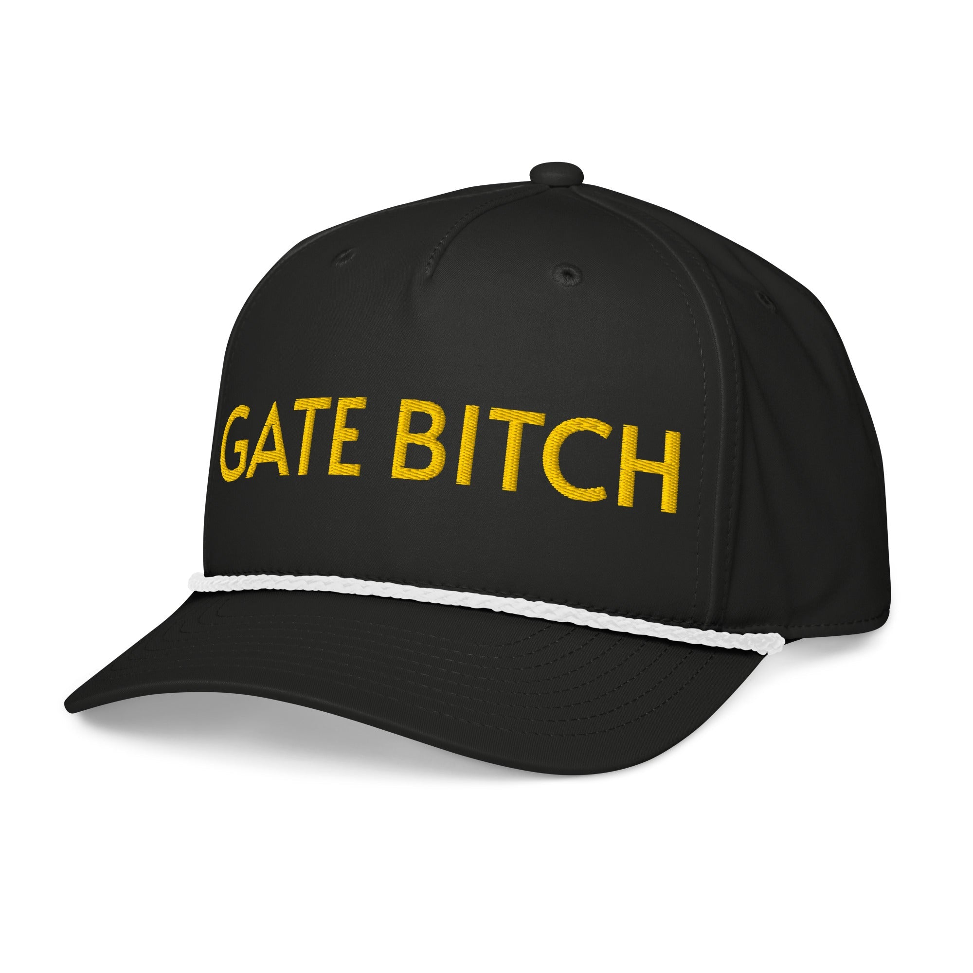 Gate Bitch Embroidered Braided Rope Bill Hat