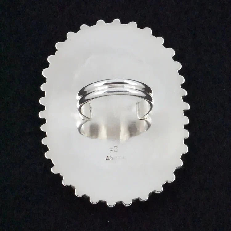 Philena Byjoe Navajo Sterling Silver Cluster Ring with Turquoise — Size 8 (Hallmark PB)