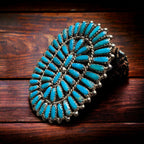 Philena Byjoe Navajo Sterling Silver Cluster Ring with Turquoise — Size 8 (Hallmark PB)