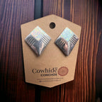 Vintage Navajo-Style Hand-Stamped Sterling Silver Concho & Opal Post Earrings — 1 1/4" Long