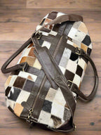 Western Full Hair-on-Hide Cowhide Duffle Bag — Black & White Compact Carry-On (21")