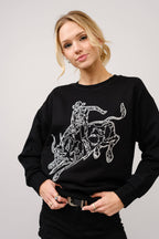 Blue B Western Bull Rider Embroidered Pullover Sweatshirt — 100% Cotton Rodeo Statement