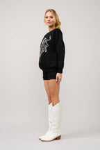 Blue B Western Bull Rider Embroidered Pullover Sweatshirt — 100% Cotton Rodeo Statement