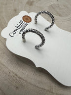 Elaine Tahe Navajo Sterling Silver Hoop Earrings — 5/8" × 1/8" (Listing #2)
