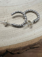 Elaine Tahe Navajo Sterling Silver Hoop Earrings — 5/8" × 1/8" (Listing #2)