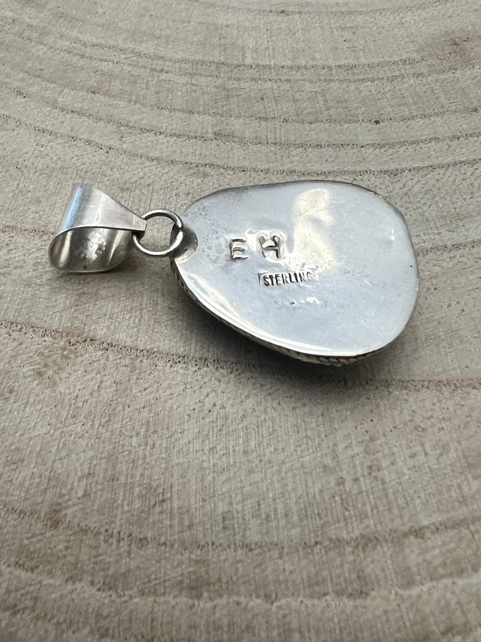Ernest Hawthorne Navajo Sterling Silver Pendant with Egyptian Turquoise — 1 1/2" × 3/4" (Hallmarked)