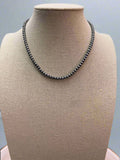 Western Faux Silver Pearl Choker — 4mm Navajo-Style Bead Necklace (12 Inch + Extender)