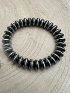 Faux Sterling Saucer Stretch Bracelet — 10mm Western Beaded Bracelet