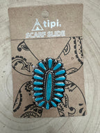 Faux Turquoise Cluster Wild Rag Scarf Slide — High-Polish Lead/Nickel-Free Western Accessory