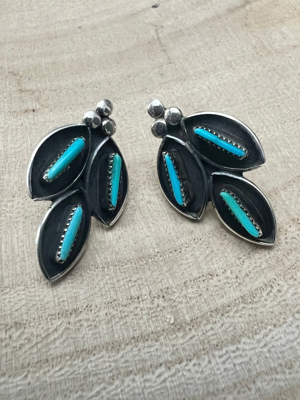 Fernando Othole Zuni Turquoise Sterling Silver Post Earrings