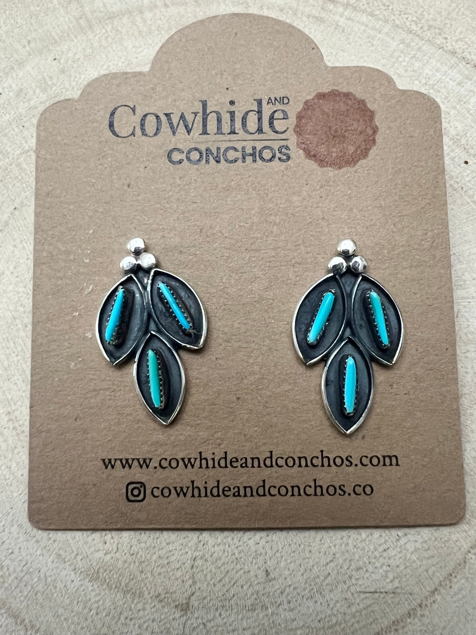 Fernando Othole Zuni Turquoise Sterling Silver Post Earrings