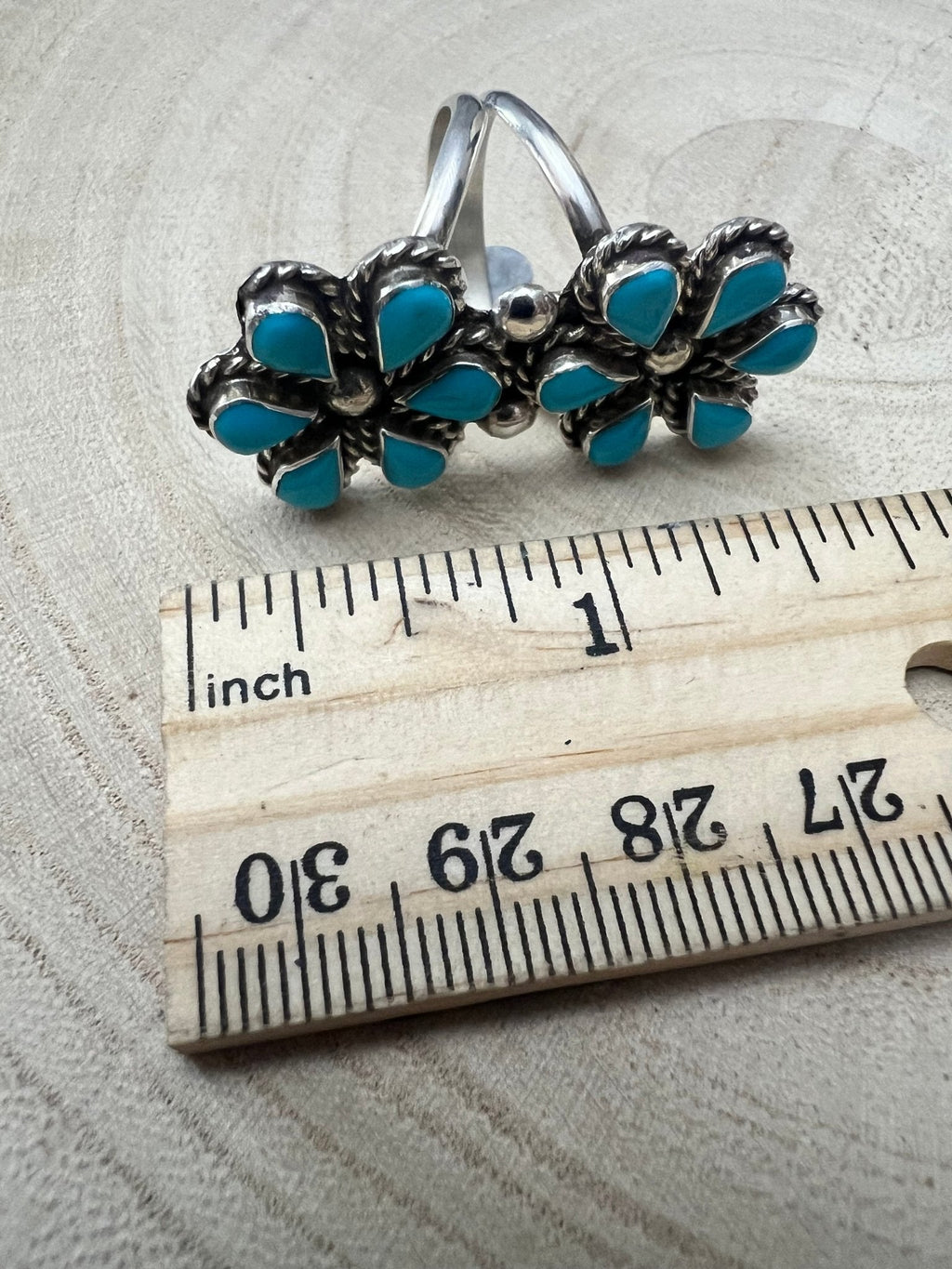 Gina Dosedo Zuni Sterling Silver Ring with Turquoise — Size 7.5