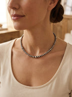 Graduated Sterling Pearl Choker — 15 inch (4-5-6-8mm Oxidized)