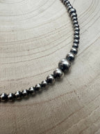 Graduated Sterling Pearl Choker — 15 inch (4-5-6-8mm Oxidized)