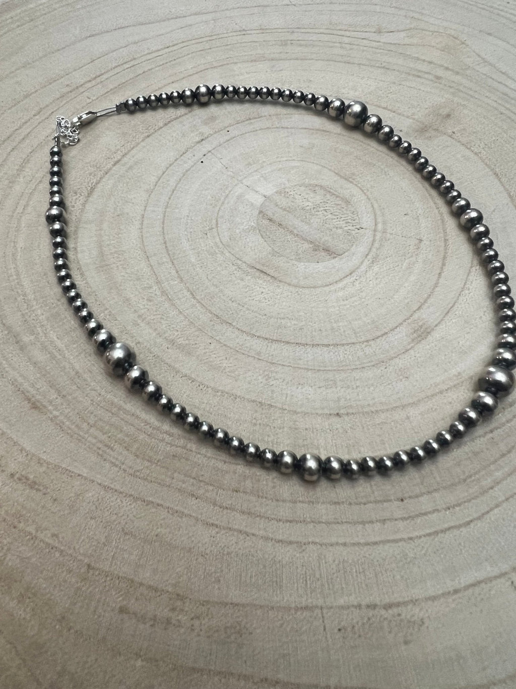 Graduated Sterling Pearl Choker — 15 inch (4-5-6-8mm Oxidized)