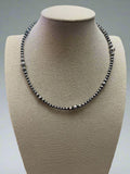 Graduated Sterling Pearl Choker — 15 inch (4-5-6-8mm Oxidized)