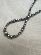 Graduated Sterling Pearl Hoop Necklace — 23 inch (4-5-6-8mm)