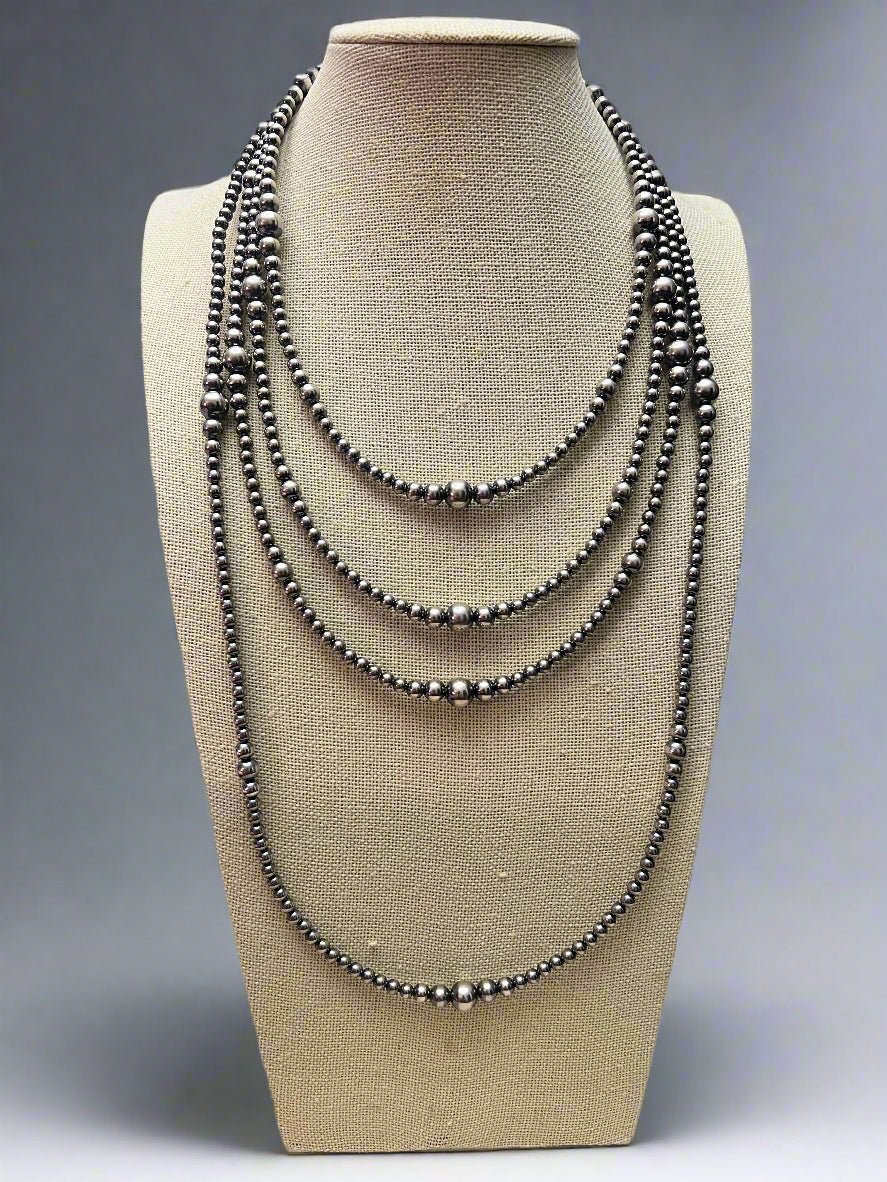 Graduated Sterling Pearl Choker — 15 inch (4-5-6-8mm Oxidized)