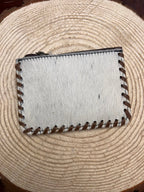 Western Hair-on-Hide Coin Purse — Brown & White Cowhide Mini Accessory