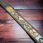 Hand-Tooled Western Leather Belt — Floral Design (32–36 Waist)