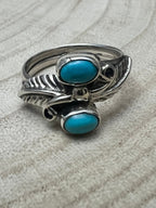 Harry Yazzie Navajo Kingman Turquoise Sterling Silver Ring — Size 7