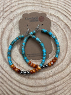 Variscite Turquoise & Spiny Oyster 2.25” Statement Hoop Earrings with Sterling Pearl