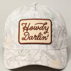 "Howdy Darlin'" Realtree Camo Patch Trucker Hat — 100% Cotton with Adjustable Snapback